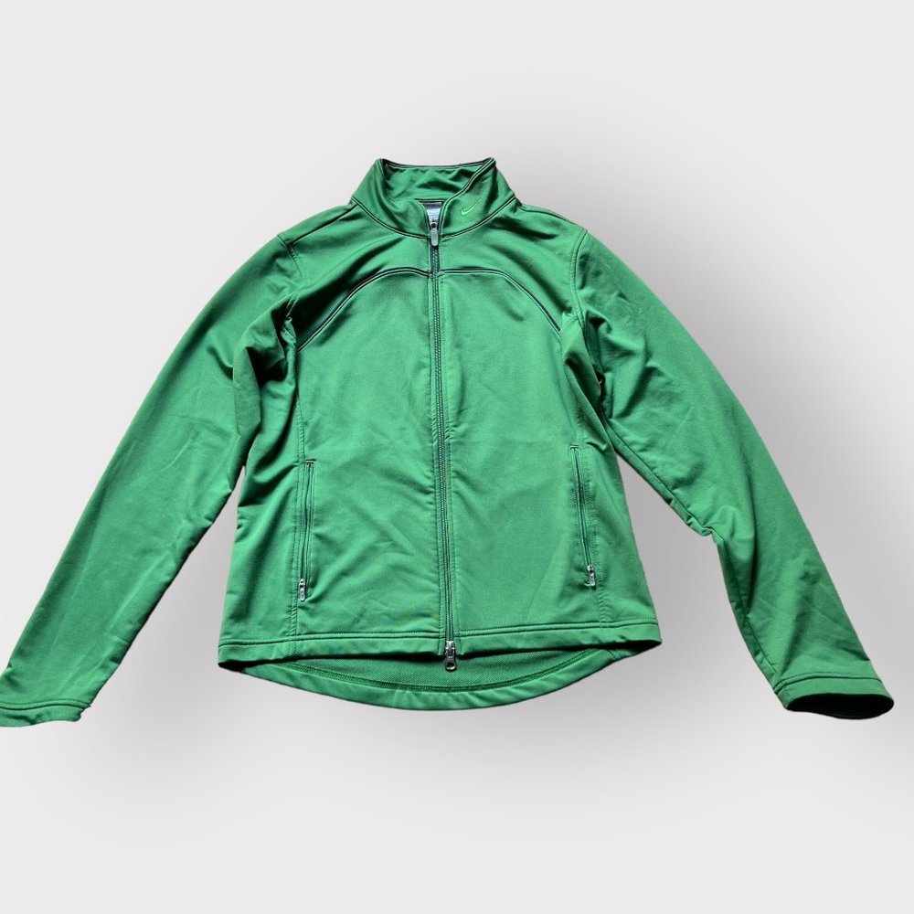 Nike Womens Size M Green Fit Dry Full Zip Long Sleeve Jacket